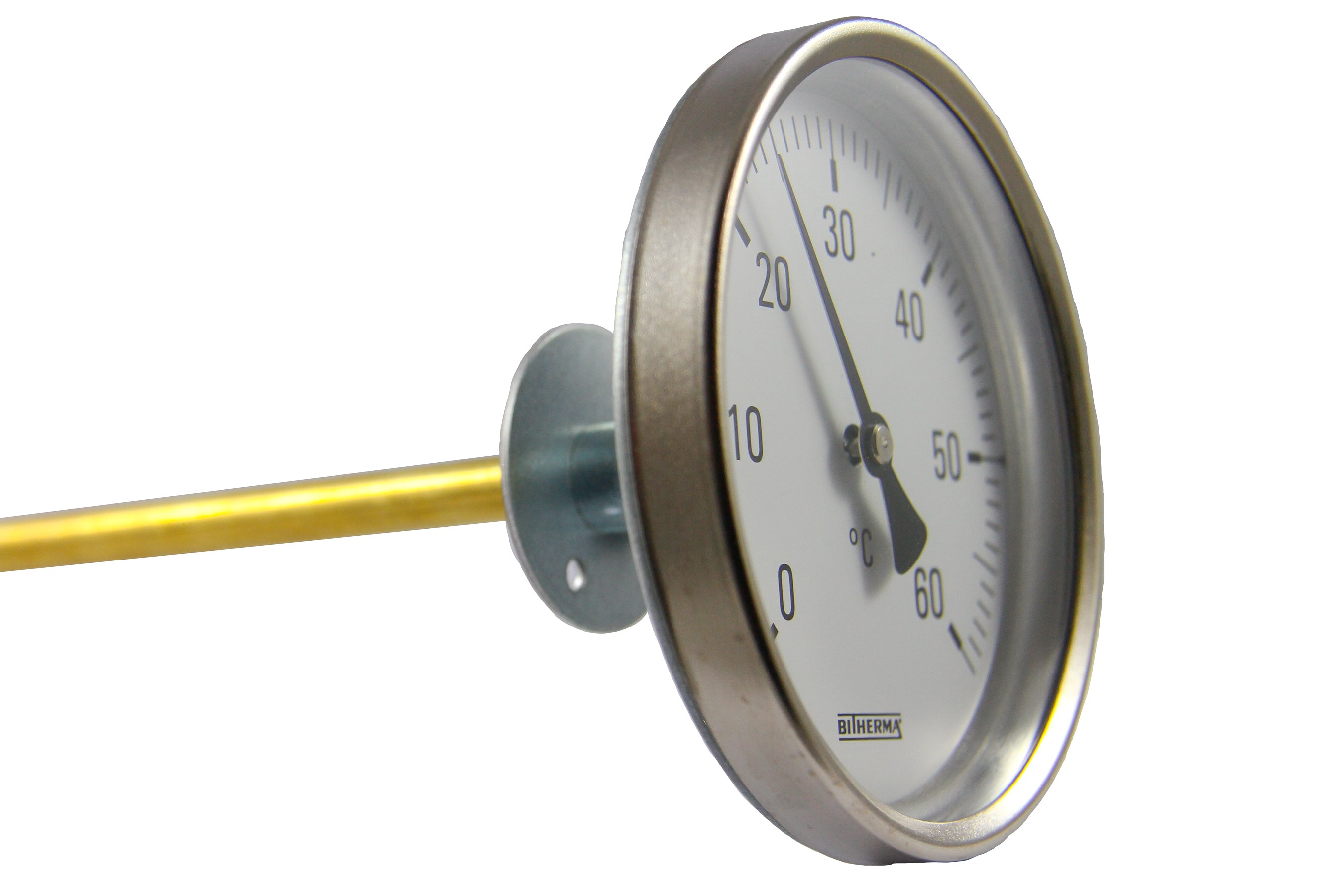 Bimetall-Zeigerthermometer, Baureihe B17, Messfühler aus Messing